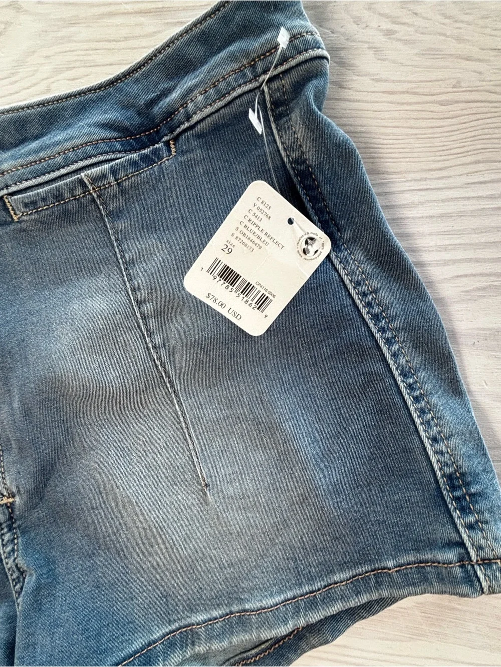Free People We The Free Honeycomb High Rise Denim Brief Micro Shorts Size 29